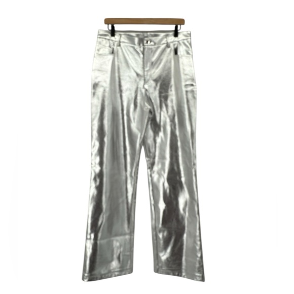 Gianni Bini Tatianna Metallic Silver Pants Futuristic Party Size 31 NEW - Picture 7 of 16